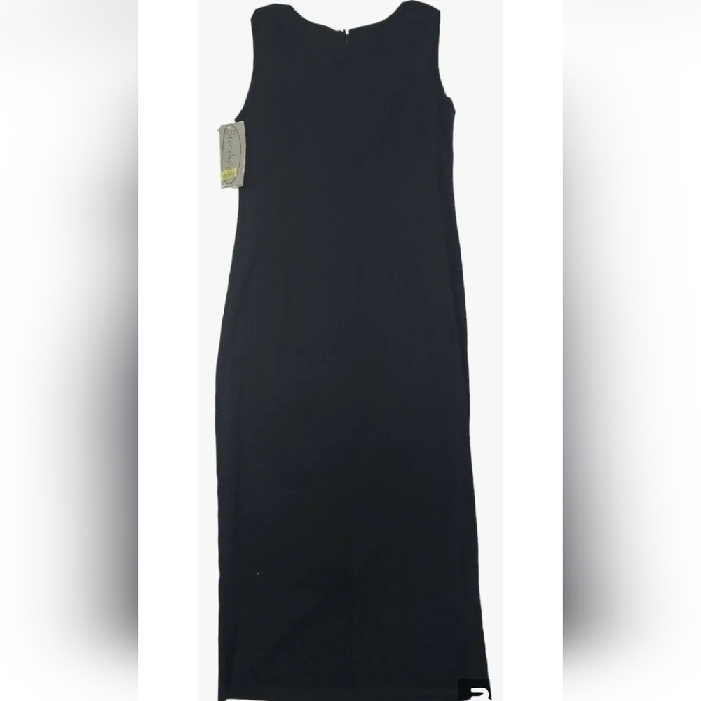 Linen Blend Maxi Dress Black VTG. Stonebridge Size 8 Sleeveless NWT.